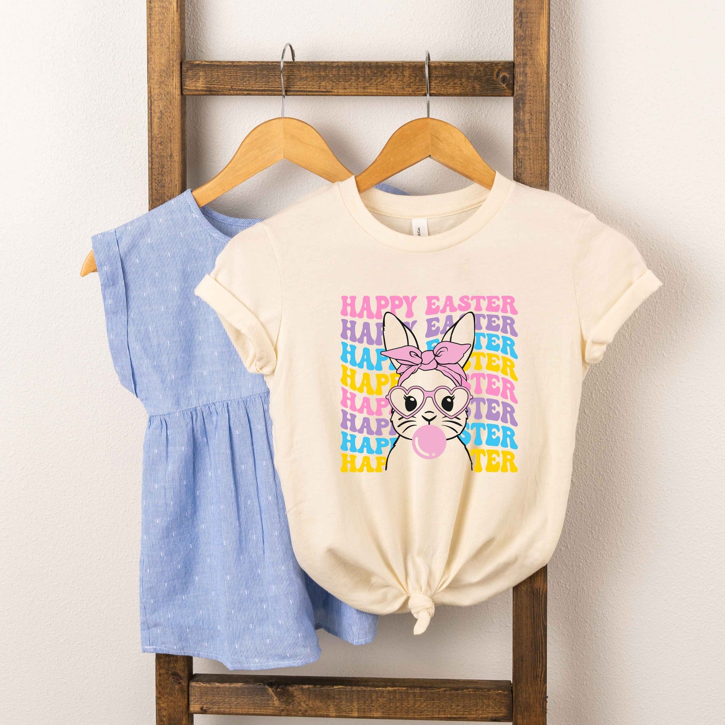 Bubble Gum Bunny Wavy | Toddler Short Sleeve Crew Neck