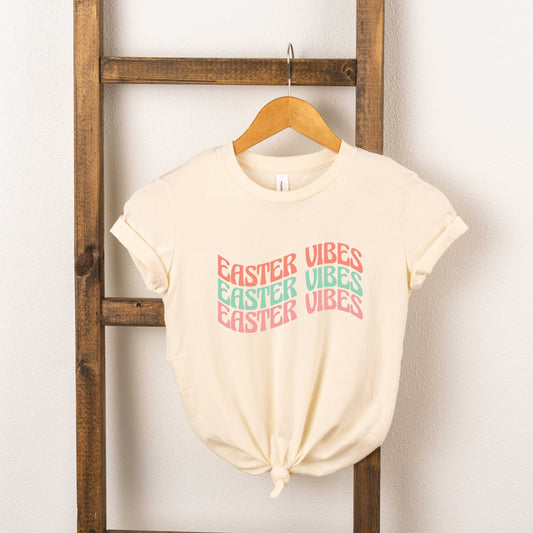 Easter Vibes Wavy Stacked | Youth Short Sleeve Crew Neck