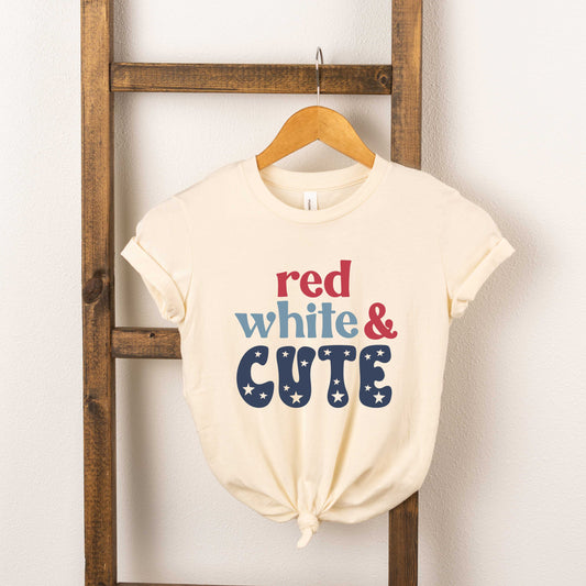 Red White And Cute Stars | Toddler Short Sleeve Crew Neck