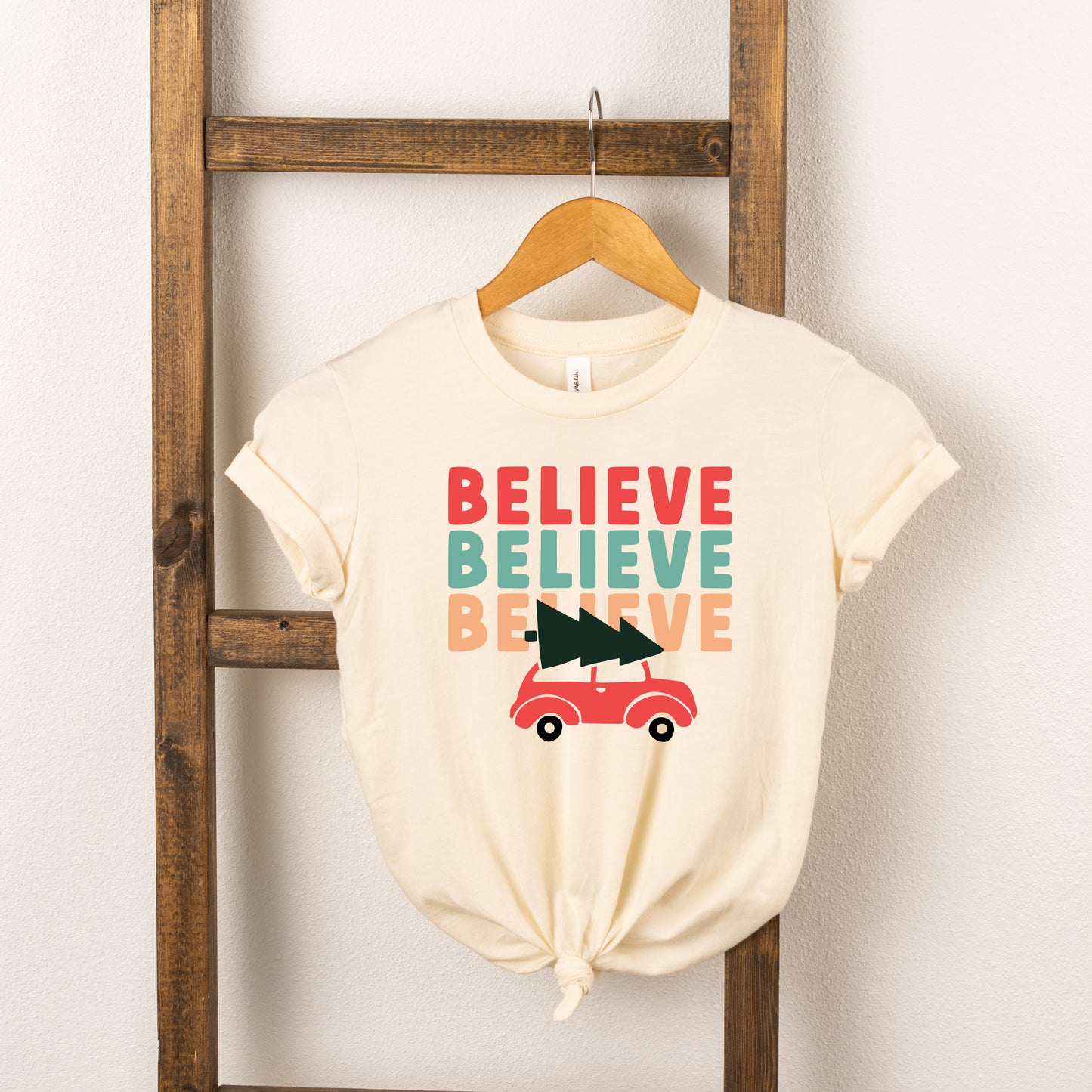 Believe Stacked Car | Toddler Short Sleeve Crew Neck