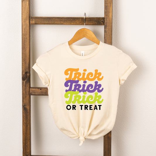 Trick Or Treat Colorful Stacked | Toddler Short Sleeve Crew Neck
