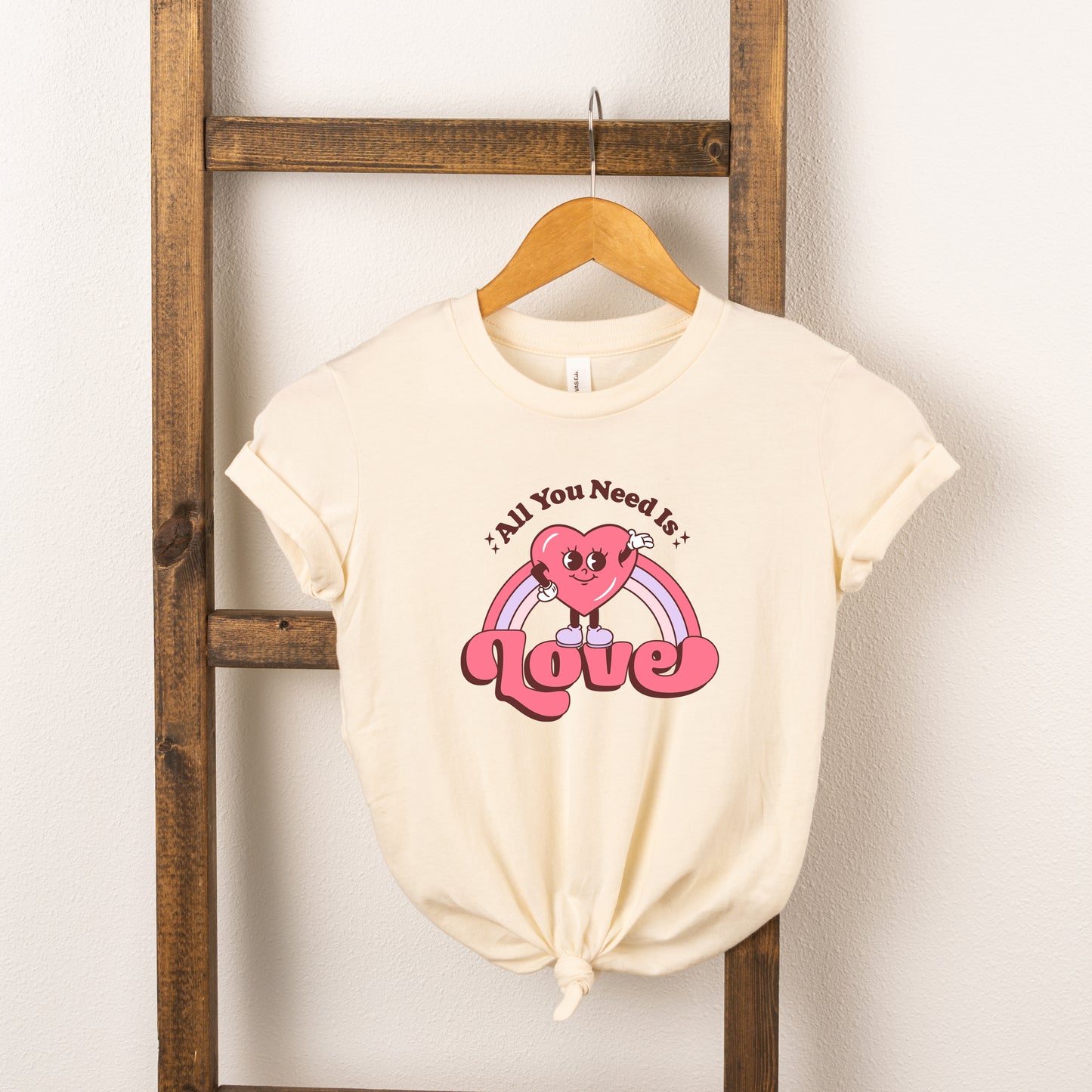 All You Need Is Love Heart Rainbow | Toddler Short Sleeve Crew Neck