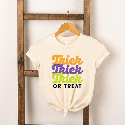 Trick Or Treat Colorful Stacked | Youth Short Sleeve Crew Neck