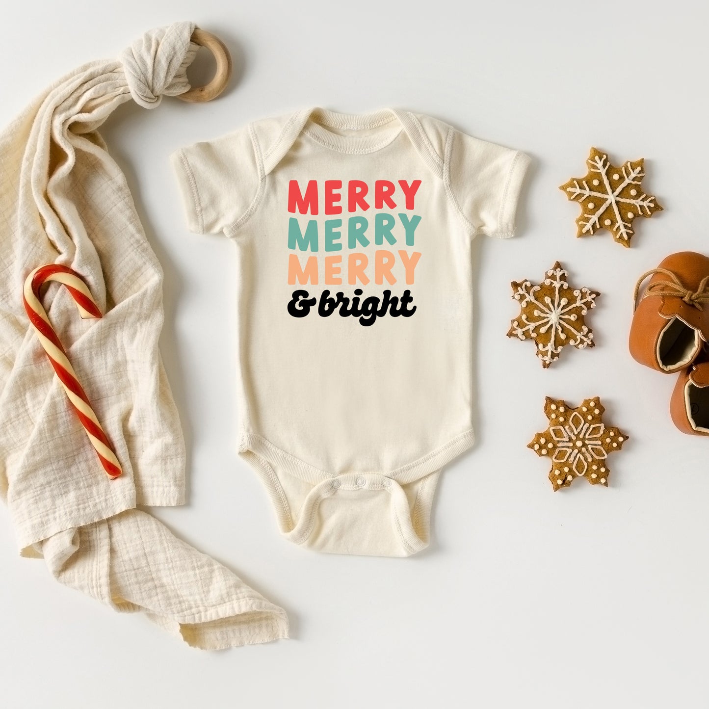 Merry And Bright Stacked | Baby Onesie
