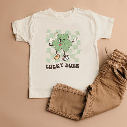 Lucky Dude Checkered | Toddler Short Sleeve Crew Neck