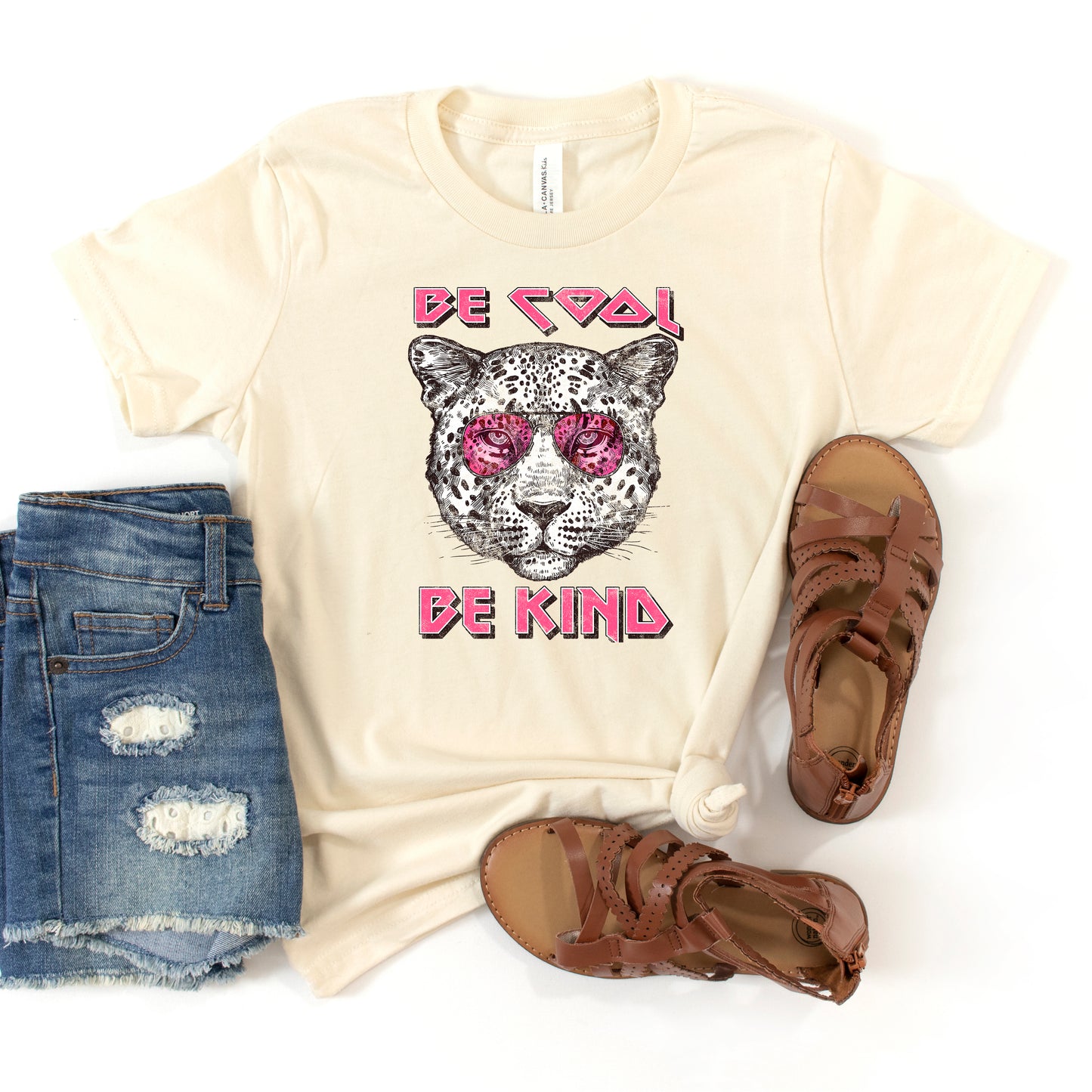 Be Cool Be Kind Leopard | Youth Short Sleeve Crew Neck