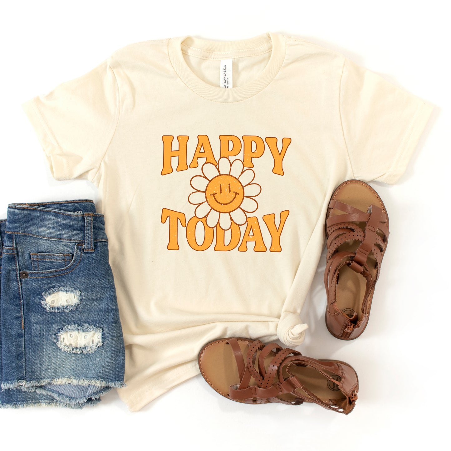 Happy Today Flower | Youth Short Sleeve Crew Neck