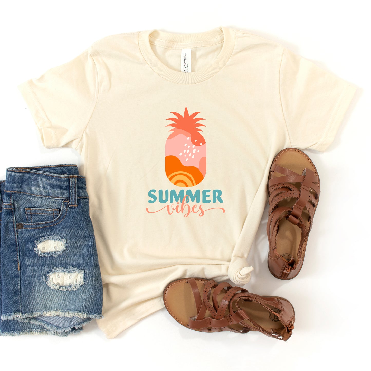 Boho Summer Vibes Pineapple | Youth Short Sleeve Crew Neck