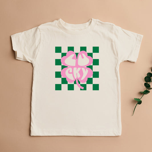 Lucky Clover Checkered | Toddler Short Sleeve Crew Neck