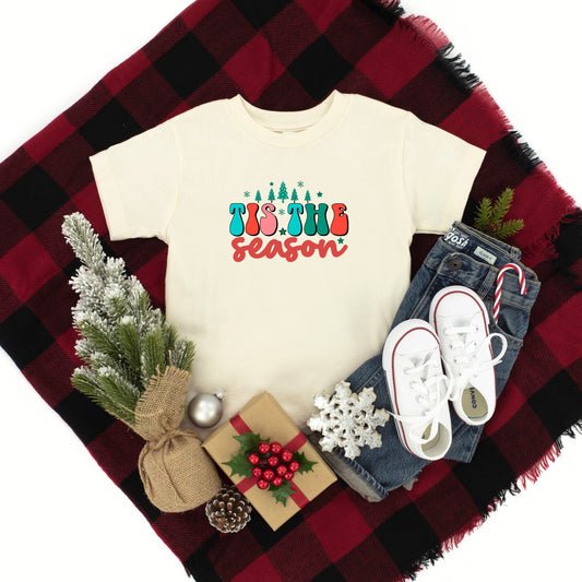 Retro Tis The Season Trees | Youth Short Sleeve Crew Neck