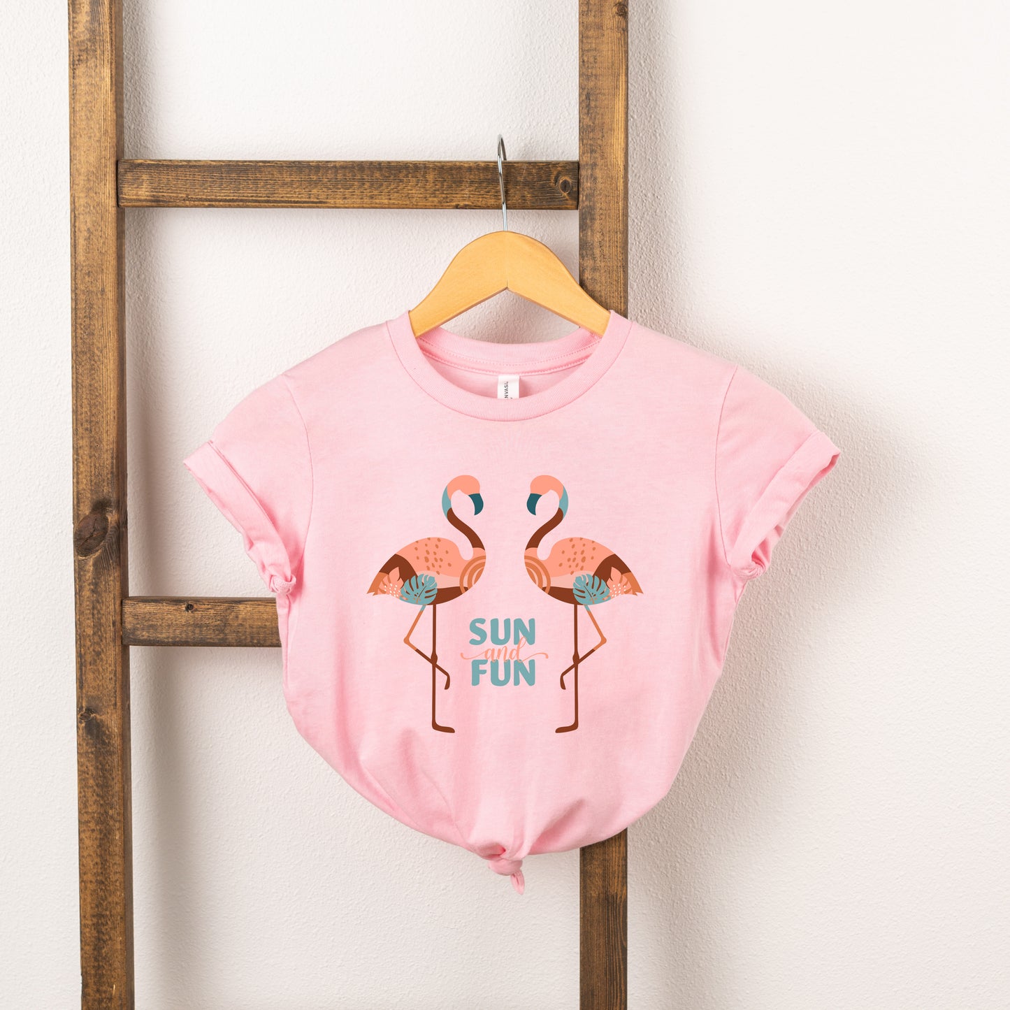 Boho Sun And Fun Flamingos | Toddler Short Sleeve Crew Neck
