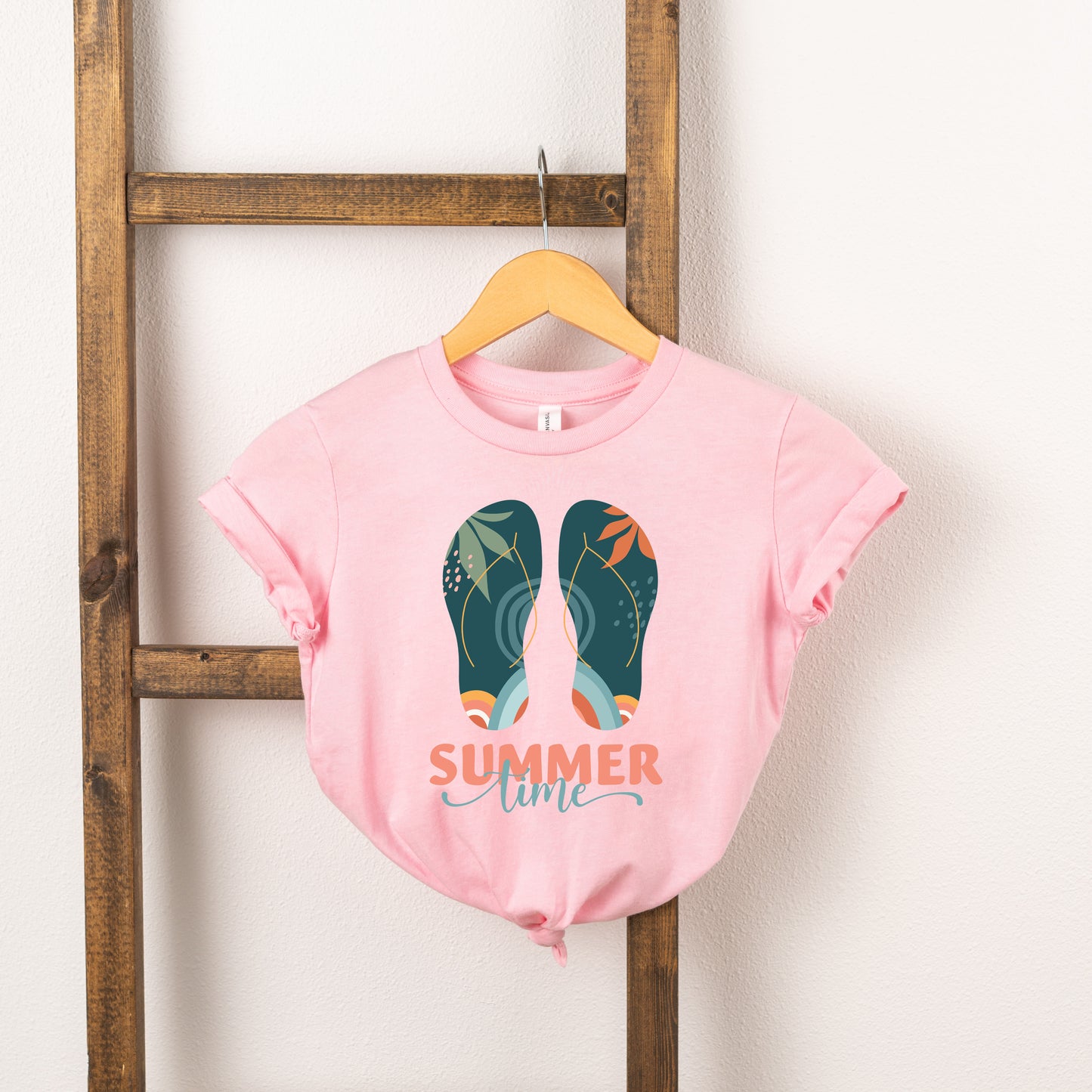 Boho Summer Time Flip Flops | Toddler Short Sleeve Crew Neck