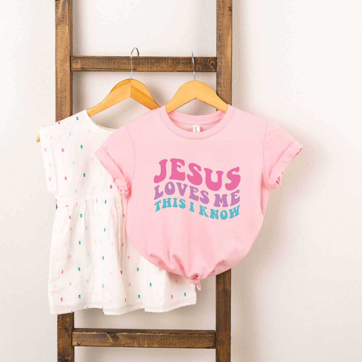 Jesus Loves Me This I Know Wavy | Toddler Short Sleeve Crew Neck