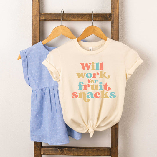 Work For Fruit Snacks Colorful | Toddler Short Sleeve Crew Neck