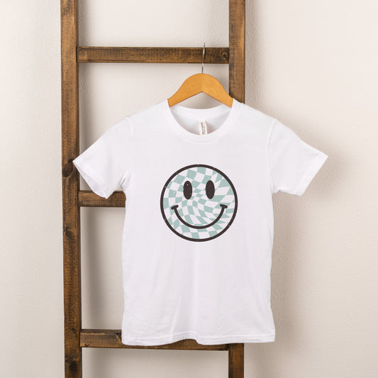 Checker Board Smiley Face | Toddler Short Sleeve Crew Neck
