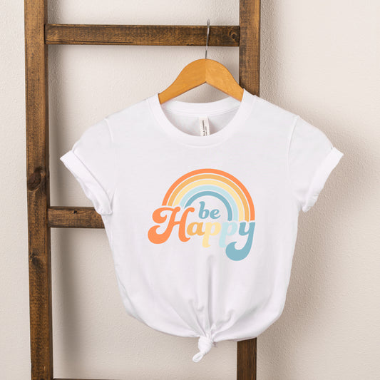 Retro Be Happy Rainbow | Toddler Short Sleeve Crew Neck