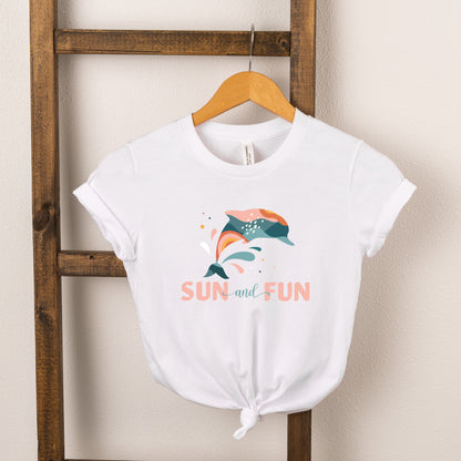 Boho Sun And Fun Dolphin | Toddler Short Sleeve Crew Neck