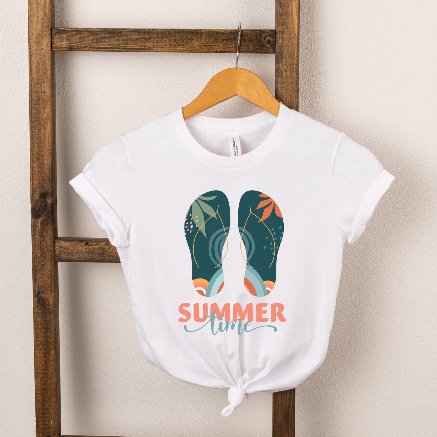 Boho Summer Time Flip Flops | Toddler Short Sleeve Crew Neck