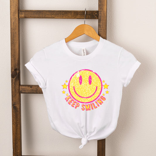 Keep Smiling Happy Face | Toddler Short Sleeve Crew Neck