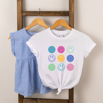 Stacked Smiley Faces | Toddler Short Sleeve Crew Neck