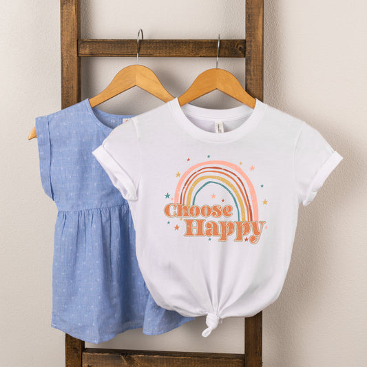 Choose Happy Rainbow | Toddler Short Sleeve Crew Neck