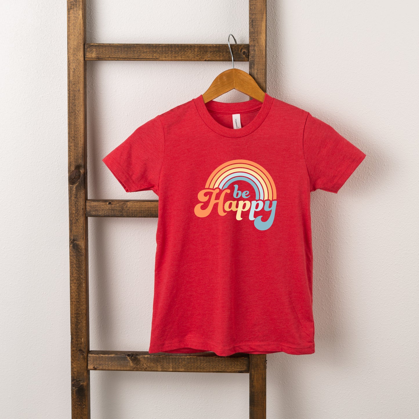 Retro Be Happy Rainbow | Toddler Short Sleeve Crew Neck