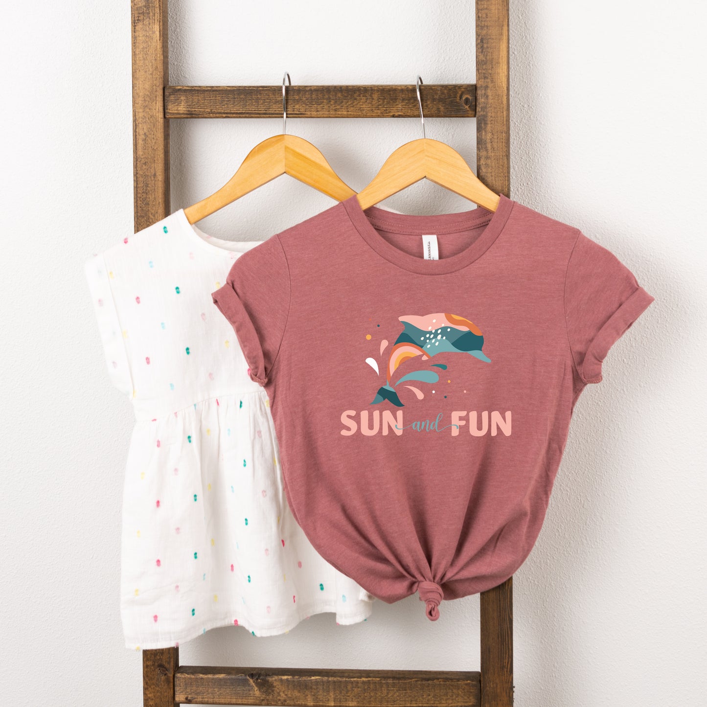 Boho Sun And Fun Dolphin | Toddler Short Sleeve Crew Neck