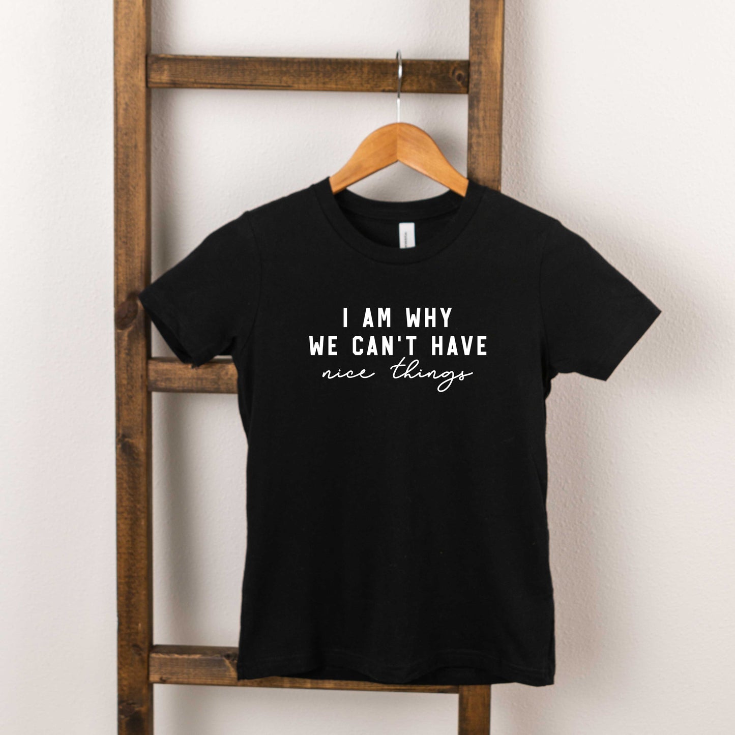 Can't Have Nice Things Cursive | Toddler Short Sleeve Crew Neck