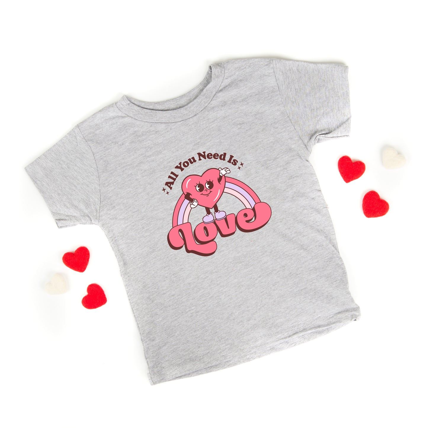 All You Need Is Love Heart Rainbow | Toddler Short Sleeve Crew Neck