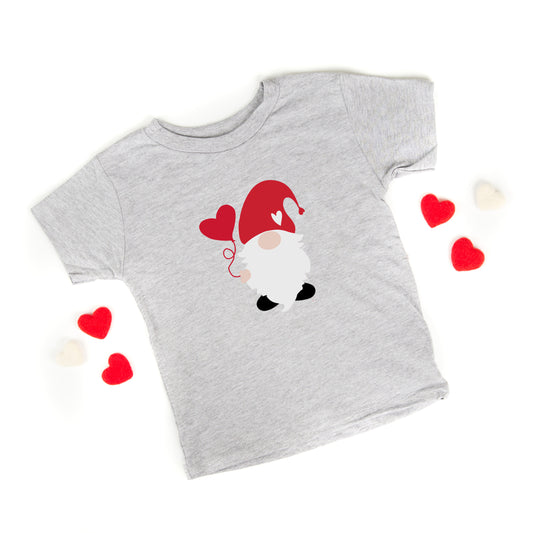 Balloon Heart Gnome | Toddler Short Sleeve Crew Neck