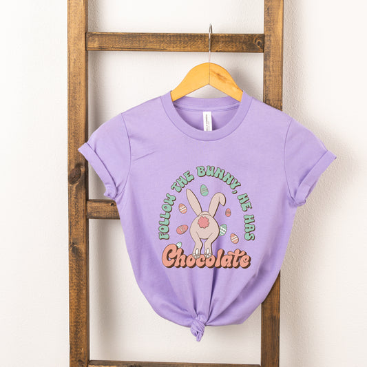 Follow The Bunny He Has Chocolate | Youth Short Sleeve Crew Neck