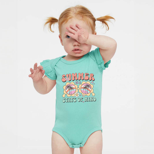 Summer State Of Mind | Baby Graphic Flutter Sleeve Onesie