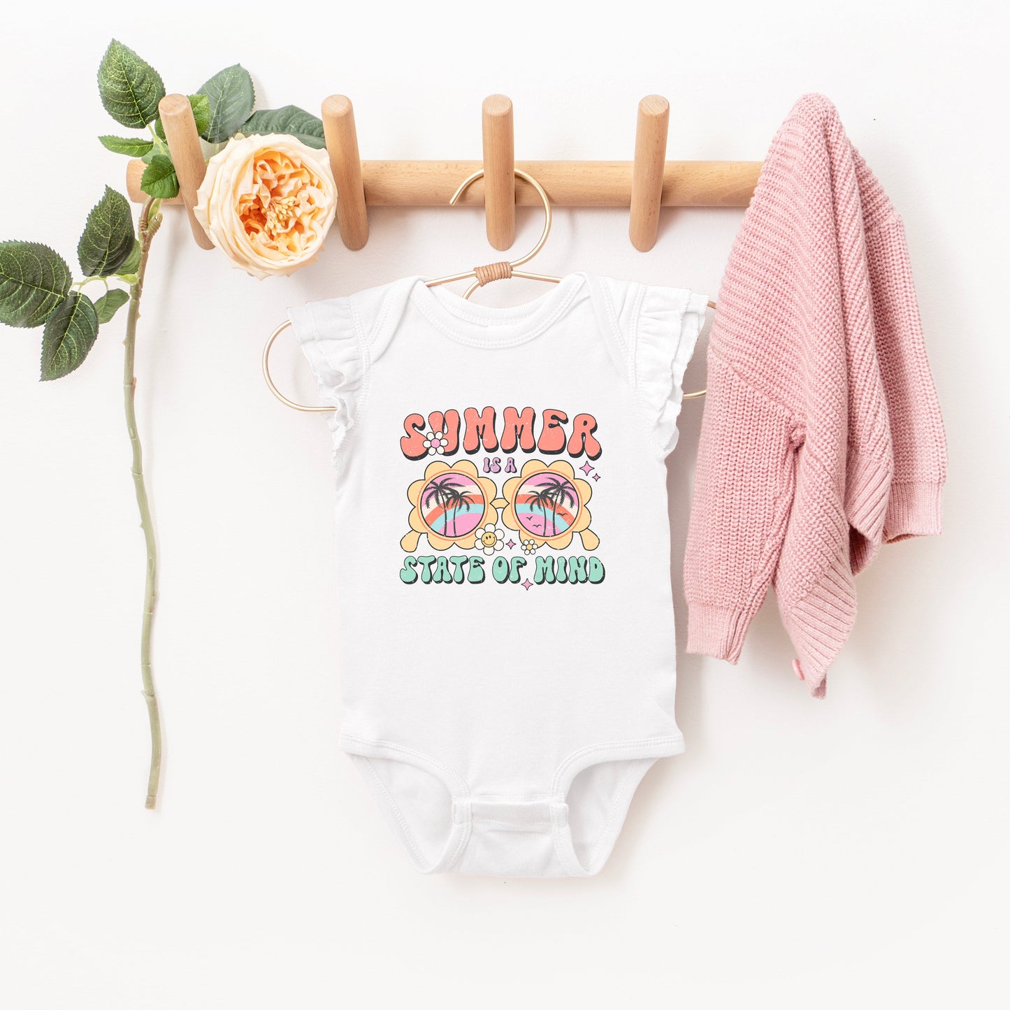 Summer State Of Mind | Baby Graphic Flutter Sleeve Onesie