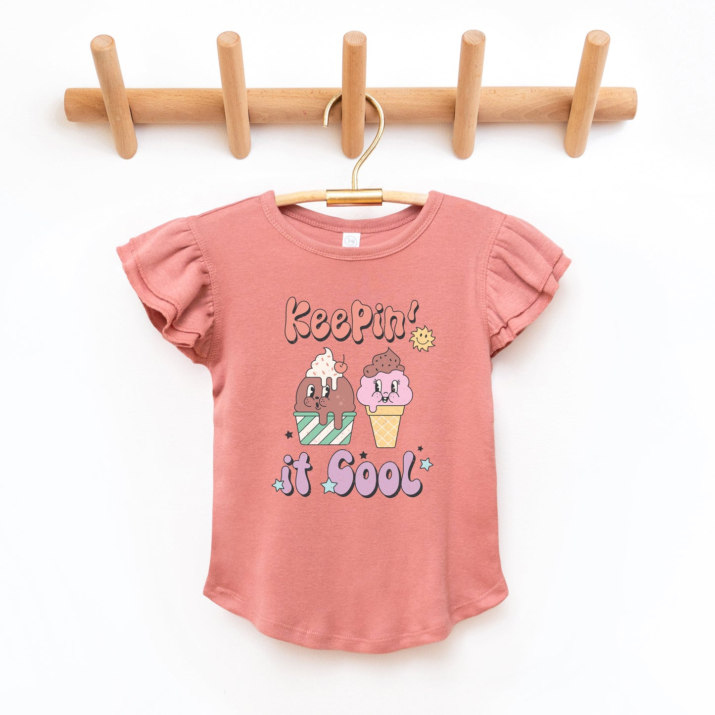 Keepin' It Cool Ice Cream | Toddler Graphic Flutter Sleeve Tee