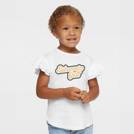 Summer Girl Retro | Toddler Graphic Flutter Sleeve Tee