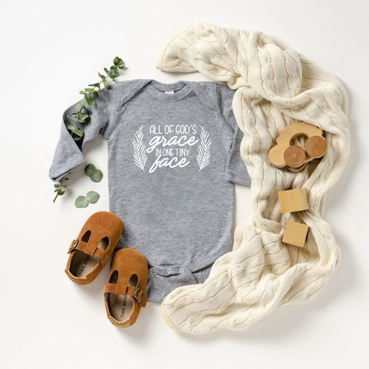 All Of God's Grace In One Tiny Face | Baby Long Sleeve Onesie
