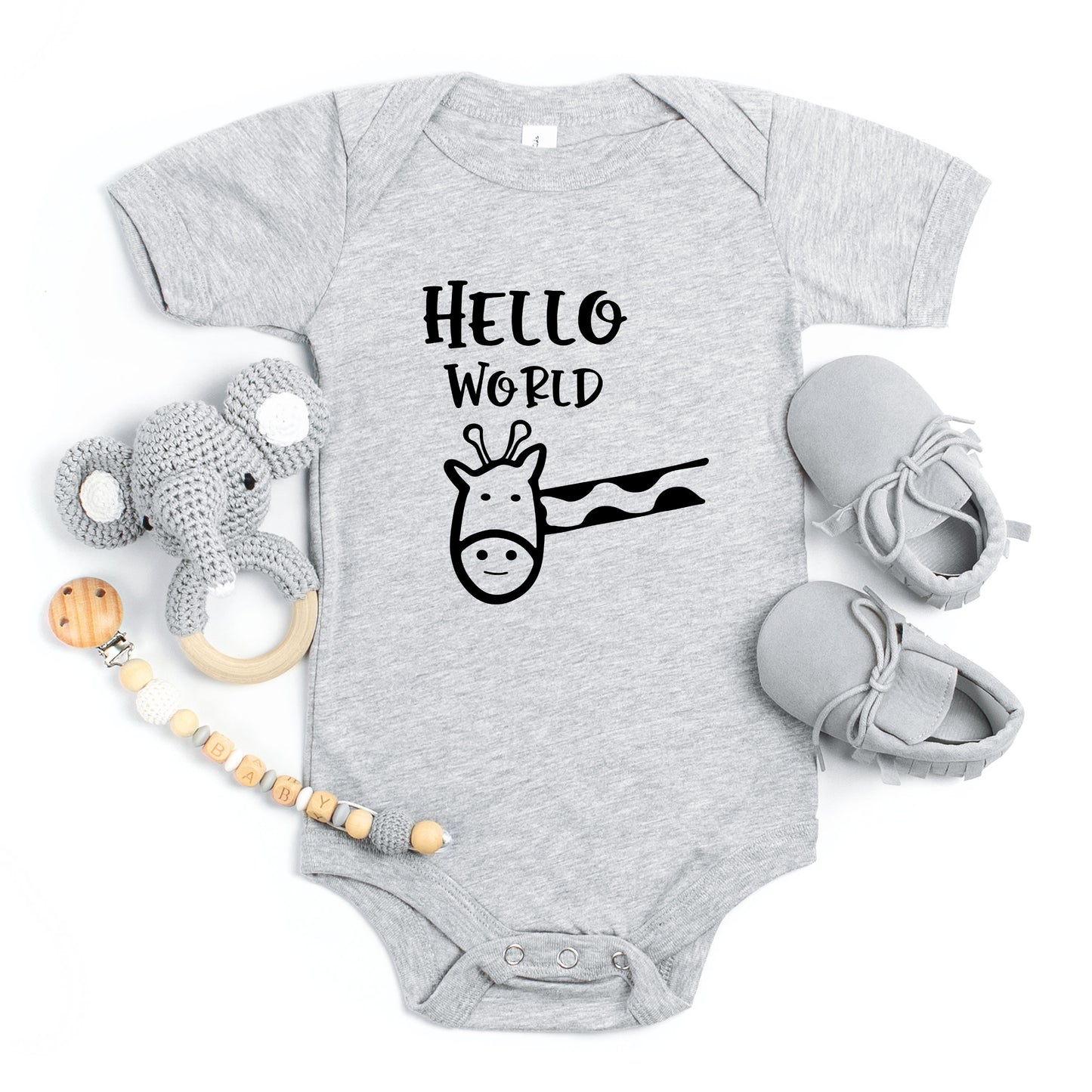 Hello World Giraffe | Baby Onesie