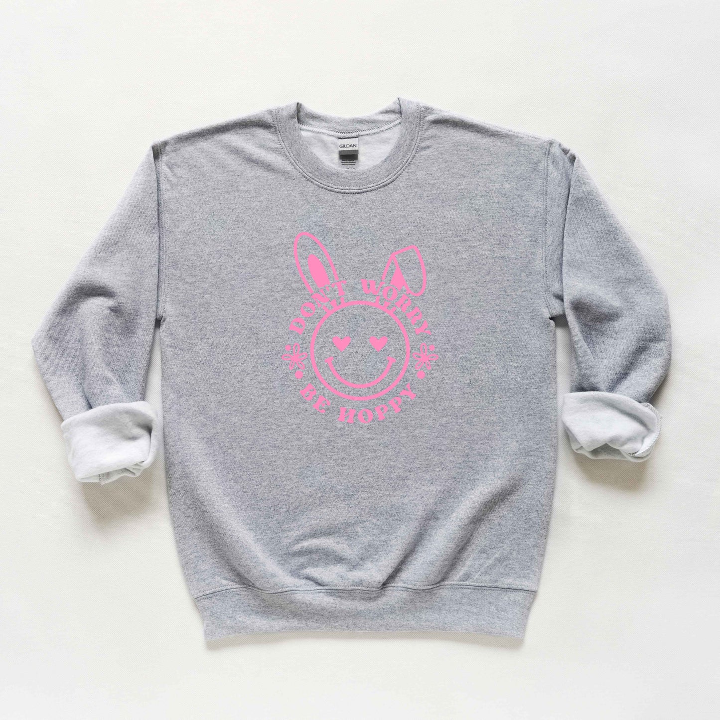 Don't Worry Be Hoppy Smiley Bunny | Youth Sweatshirt