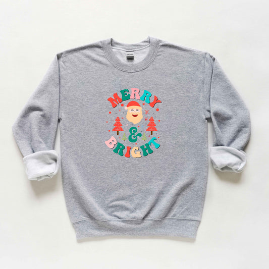 Retro Merry And Bright Santa | Youth Sweatshirt