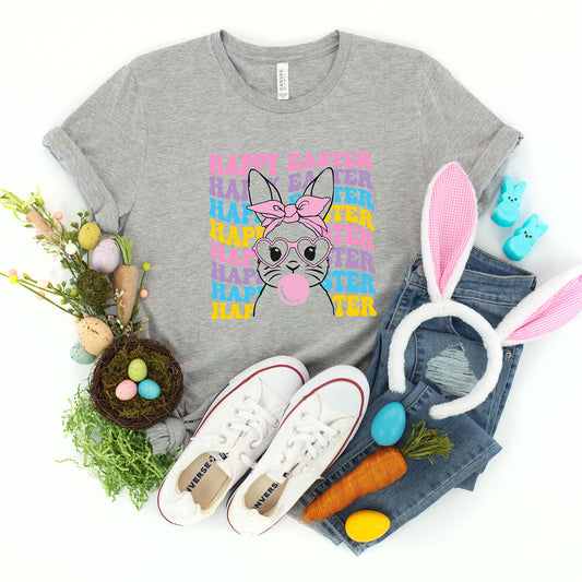 Bubble Gum Bunny Wavy | Youth Short Sleeve Crew Neck