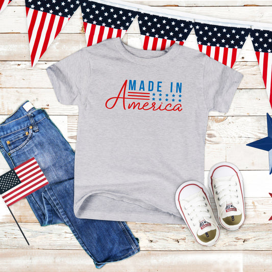 Made In America Stars And Stripes | Toddler Short Sleeve Crew Neck