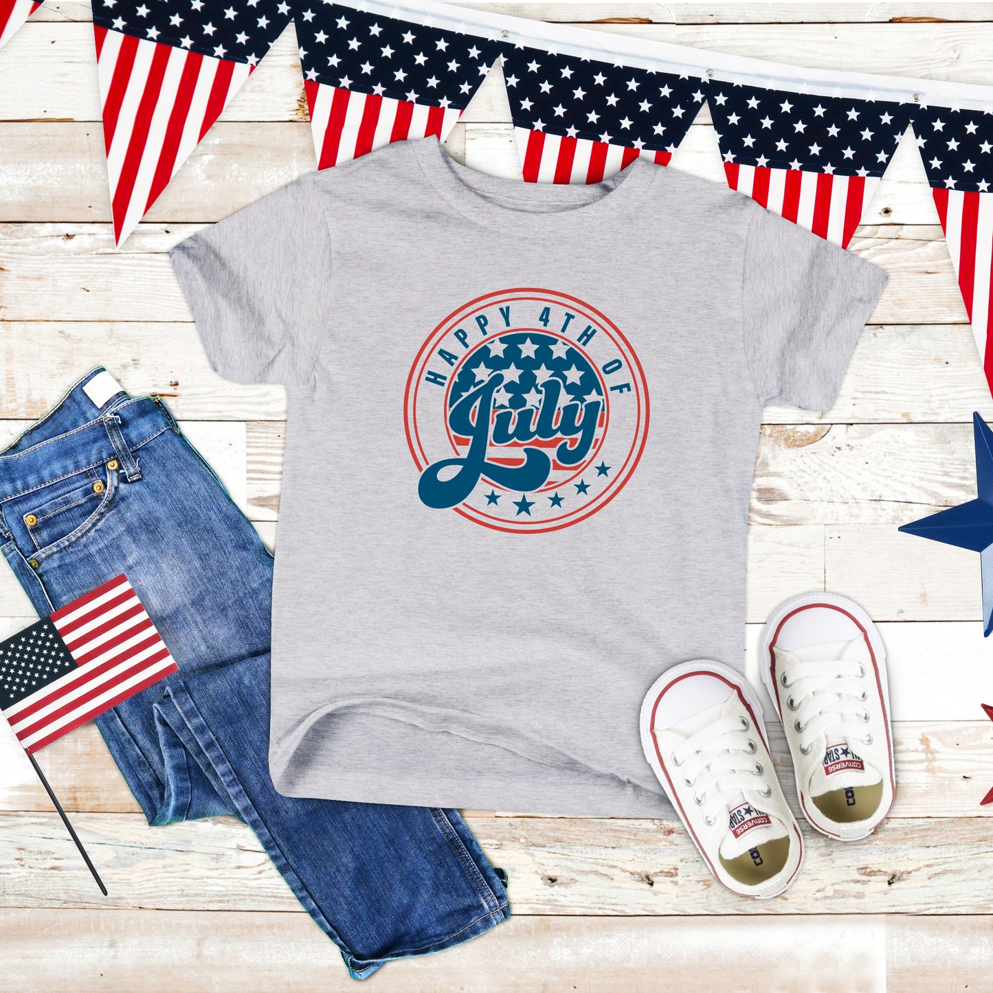 Happy Fourth Circle | Youth Short Sleeve Crew Neck