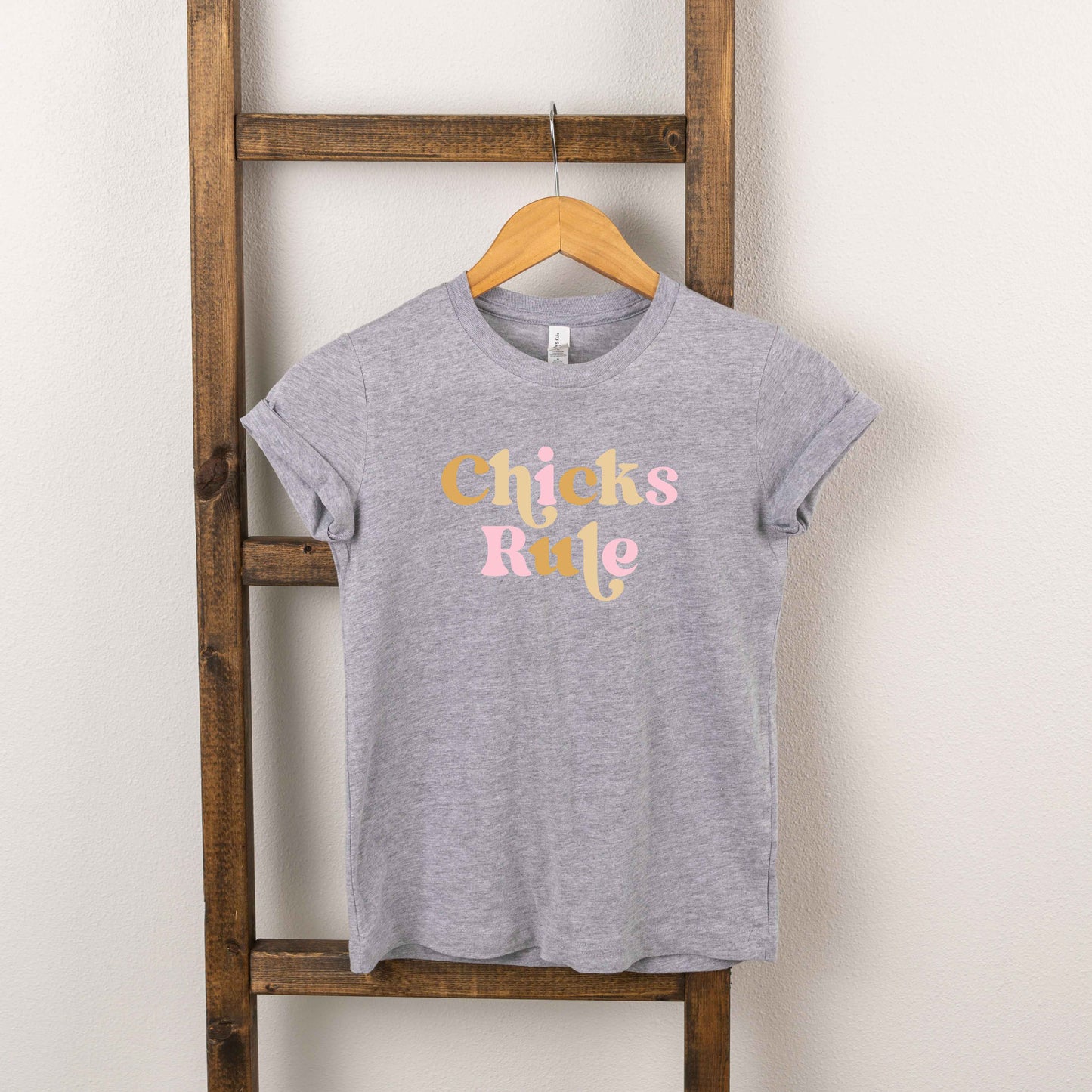 Chicks Rule Colorful | Toddler Short Sleeve Crew Neck