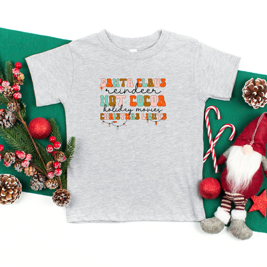 Santa Cocoa Christmas Lights | Toddler Short Sleeve Crew Neck