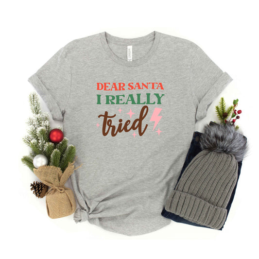 Dear Santa I Really Tried | Youth Short Sleeve Crew Neck