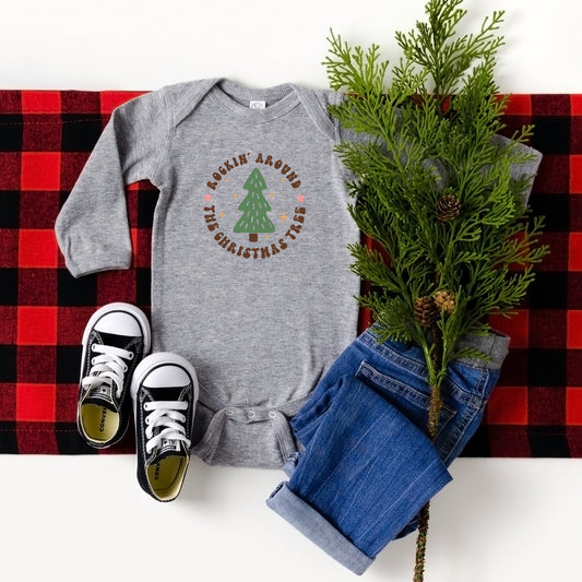 Retro Rockin Around Tree | Baby Long Sleeve Onesie