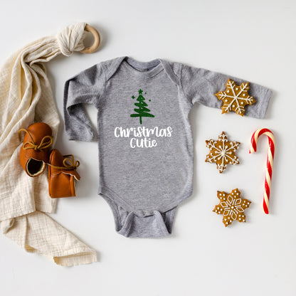 Christmas Cutie Tree Glitter | Baby Long Sleeve Onesie