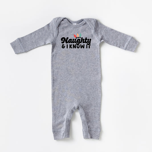 Naughty And I Know It Lights | Baby Romper