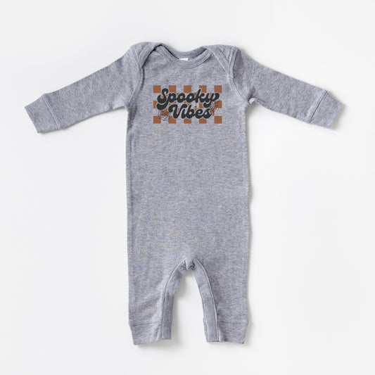 Checkered Spooky Vibes | Baby Romper