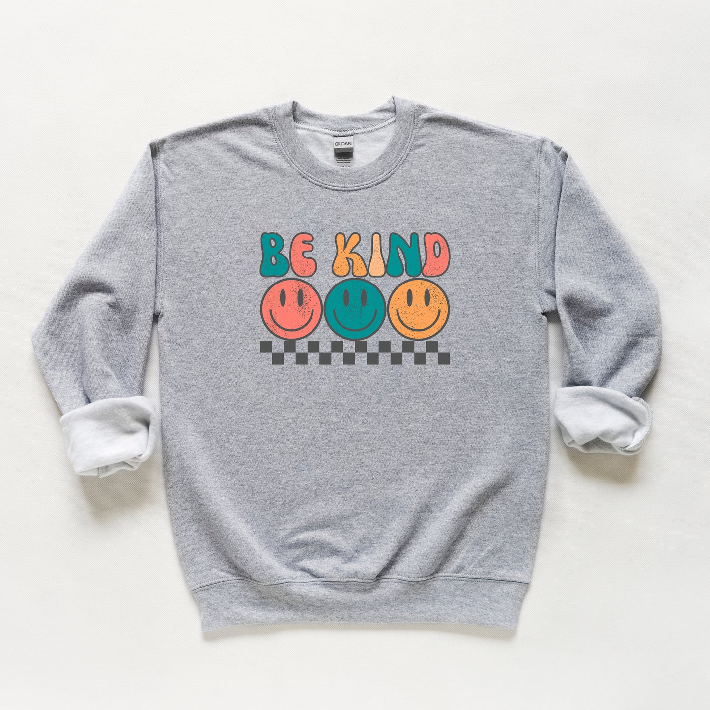 Checkered Be Kind Smiley Face | Youth Sweatshirt